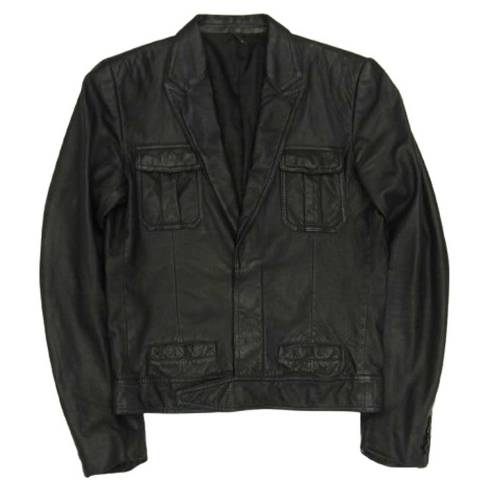 DIOR HOMME ディオールオム 05SS 5EH5028713 BECK エディ期 ピークドラペル レザーライダース ジャケット ブラック系 50【中古】