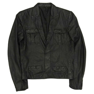 DIOR HOMME ディオールオム 05SS 5EH5028713 BECK エディ期 ピークドラペル レザーライダース ジャケット ブラック系 50【中古】