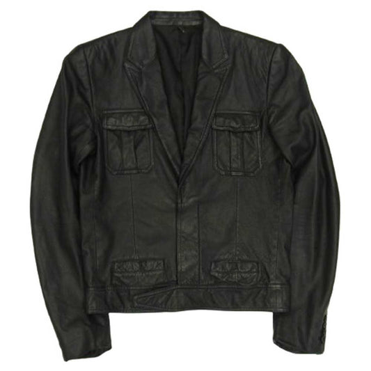 DIOR HOMME ディオールオム 05SS 5EH5028713 BECK エディ期 ピークドラペル レザーライダース ジャケット ブラック系 50【中古】