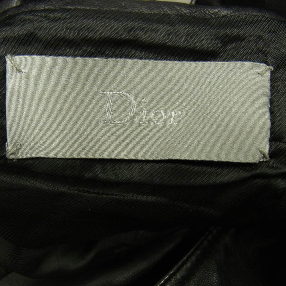 DIOR HOMME ディオールオム 05SS 5EH5028713 BECK エディ期 ピークドラペル レザーライダース ジャケット ブラック系 50【中古】