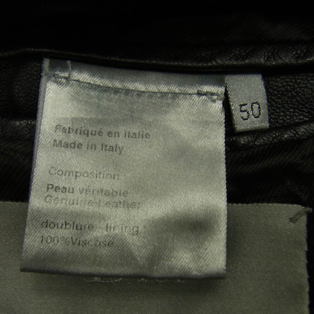 DIOR HOMME ディオールオム 05SS 5EH5028713 BECK エディ期 ピークドラペル レザーライダース ジャケット ブラック系 50【中古】