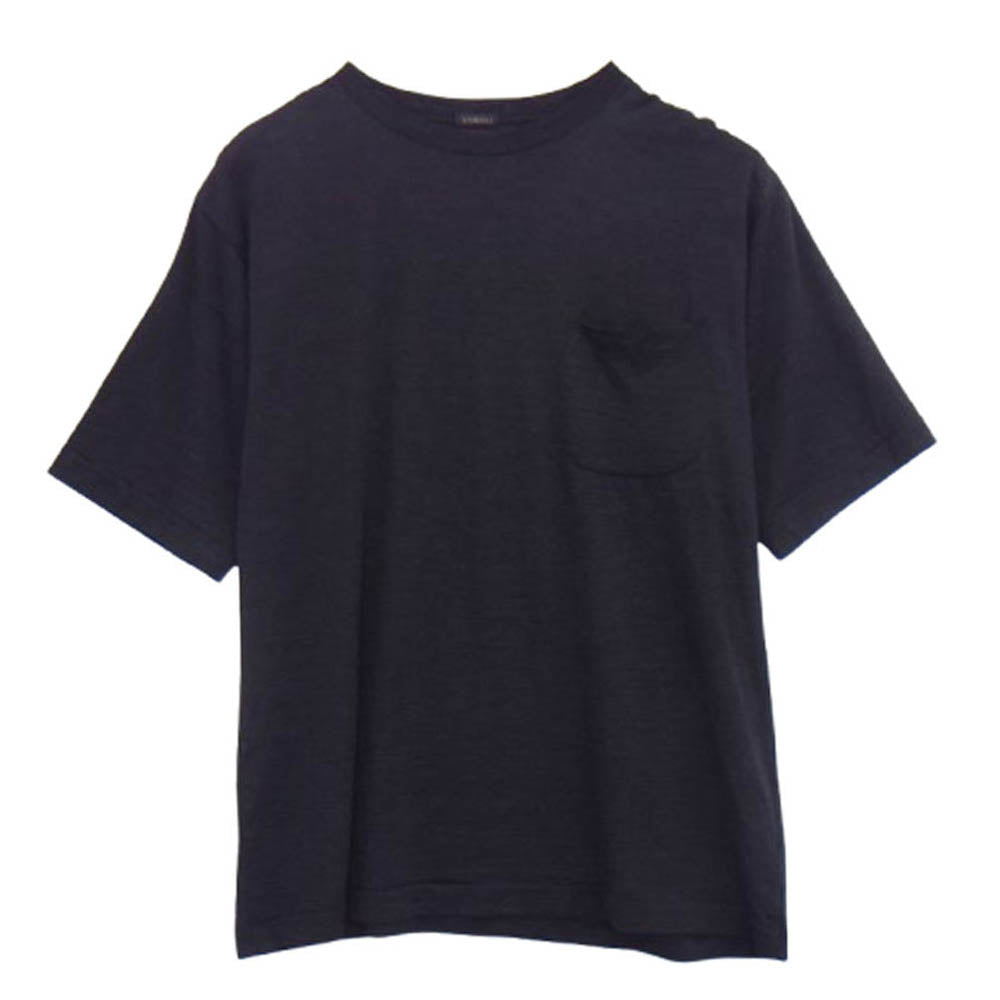 COMOLI コモリ 19SS P01-05007 日本製 ウール 天竺半袖 クルー ポケット 半袖 Tシャツ ブラック系 2【中古】
