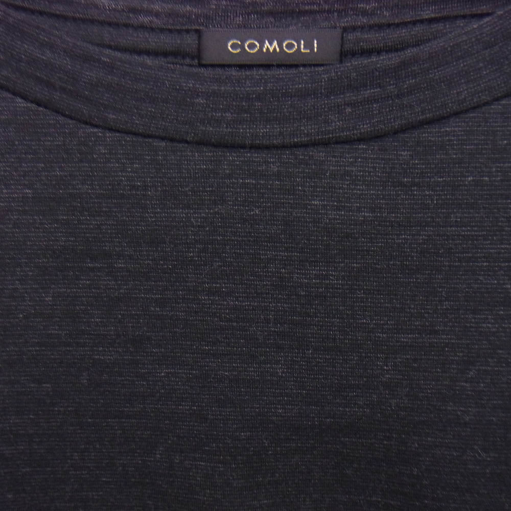 COMOLI コモリ 19SS P01-05007 日本製 ウール 天竺半袖 クルー ポケット 半袖 Tシャツ ブラック系 2【中古】