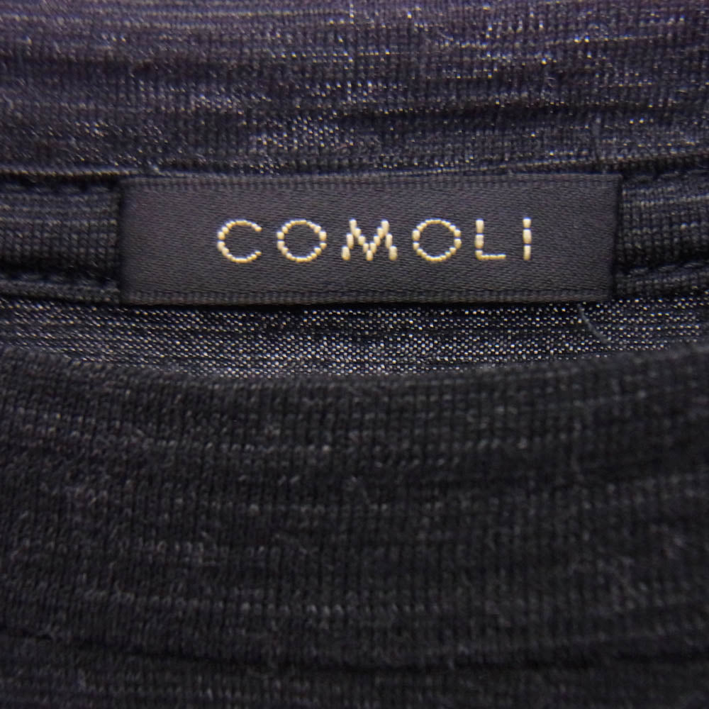 COMOLI コモリ 19SS P01-05007 日本製 ウール 天竺半袖 クルー ポケット 半袖 Tシャツ ブラック系 2【中古】