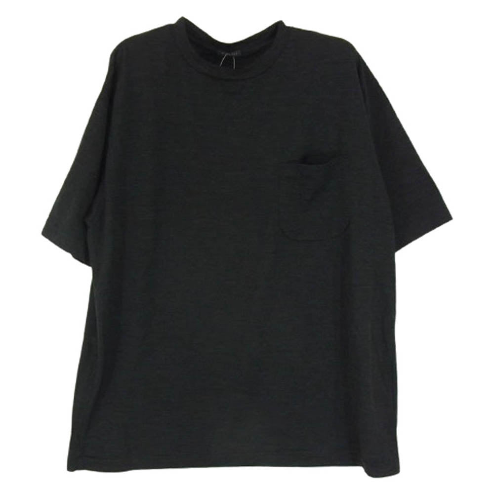 COMOLI コモリ 19SS P01-05007 日本製 ウール 天竺半袖 クルー ポケット 半袖 Tシャツ ブラック系 2【中古】