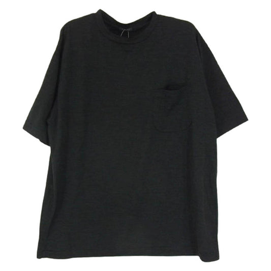 COMOLI コモリ 19SS P01-05007 日本製 ウール 天竺半袖 クルー ポケット 半袖 Tシャツ ブラック系 2【中古】