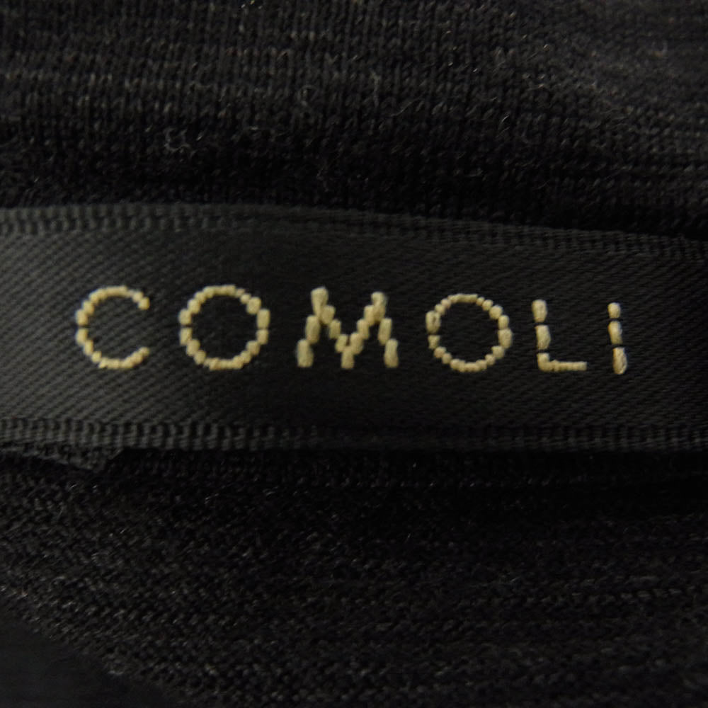 COMOLI コモリ 22AW V01-05006 ウール 天竺 長袖 クルーネック カットソー Tシャツ ブラック系 2【中古】