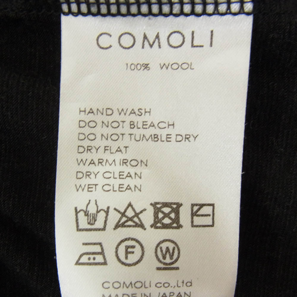 COMOLI コモリ 22AW V01-05006 ウール 天竺 長袖 クルーネック カットソー Tシャツ ブラック系 2【中古】