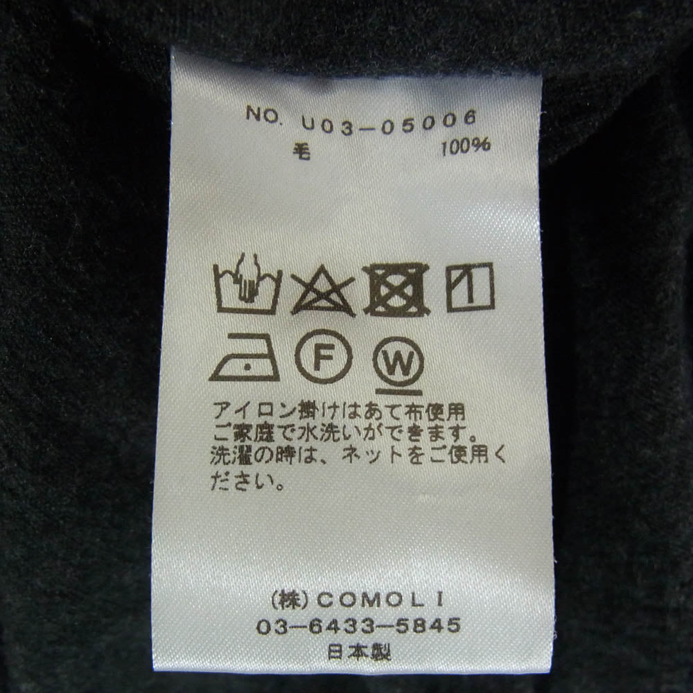 COMOLI コモリ 21AW U03-05006 ウール 天竺 長袖 クルー ニット ダークグレー系 2【中古】