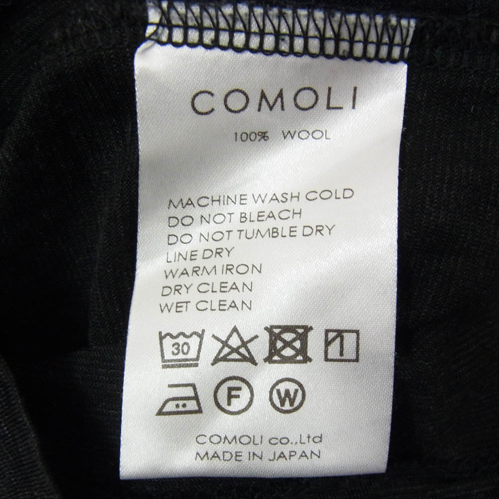 COMOLI コモリ 19SS P01-05007 日本製 ウール 天竺半袖 クルー ポケット 半袖 Tシャツ ブラック系 2【中古】
