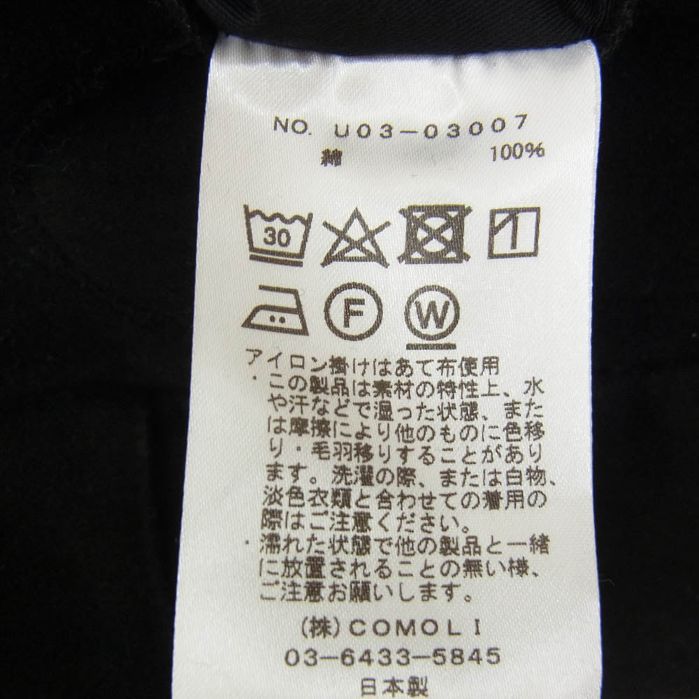 COMOLI コモリ U03-03007 モールスキン ライダーパンツ ブラック系 1【中古】