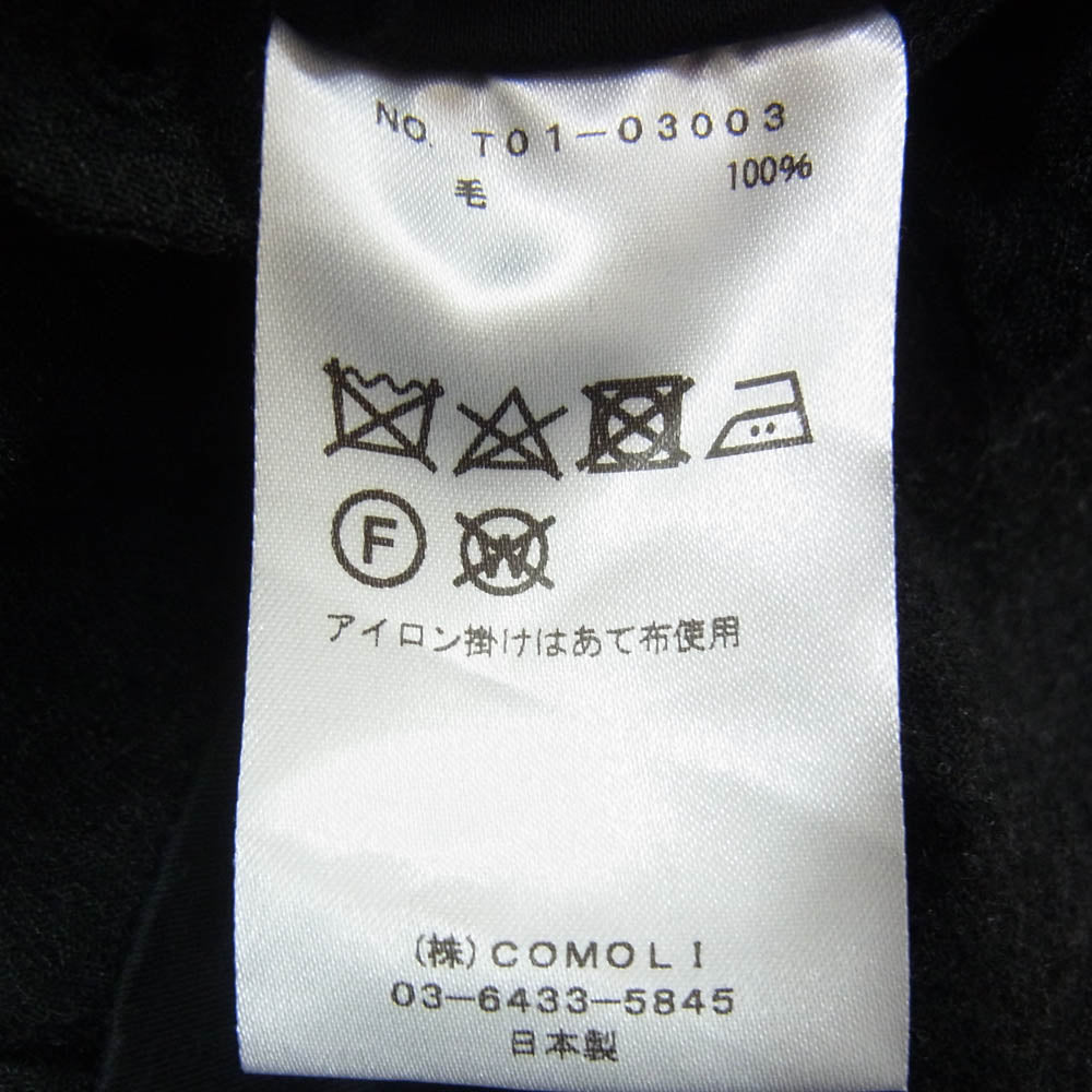 COMOLI コモリ T01-03003 ウールニー タック パンツ ブラック系 2【中古】