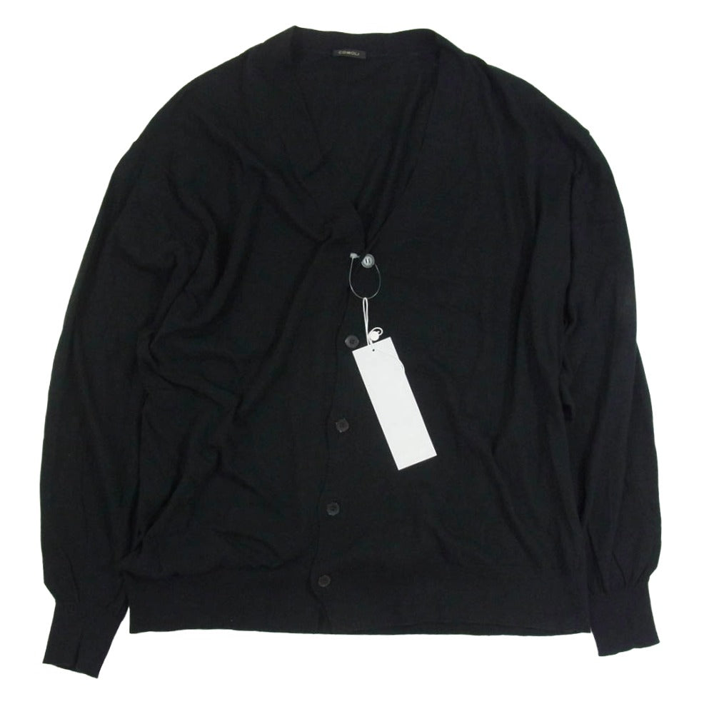COMOLI コモリ 25SS B01-06002 コットン Vネック カーディガン ブラック系 3【中古】