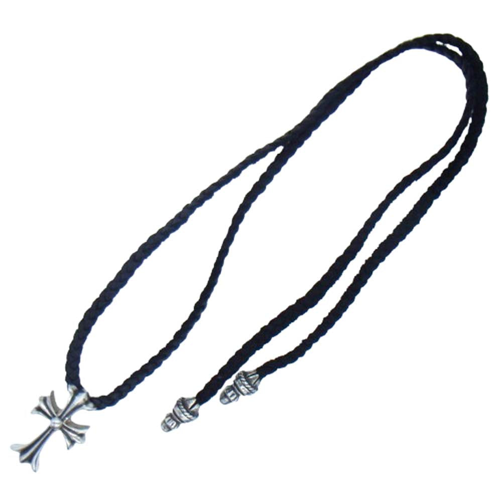 CHROME HEARTS クロムハーツ（原本無） CH CRS SML スモールCHクロス レザーブレイド ボロチップ ネックレス シルバー系 ブラック系【中古】