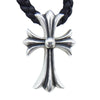 CHROME HEARTS クロムハーツ（原本無） CH CRS SML スモールCHクロス レザーブレイド ボロチップ ネックレス シルバー系 ブラック系【中古】