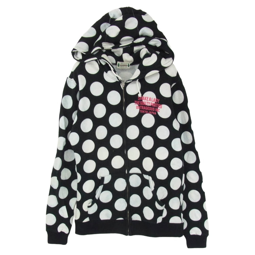 WACKO MARIA ワコマリア ドット柄 ジップフーディ ジップパーカー ブラック系 S【中古】