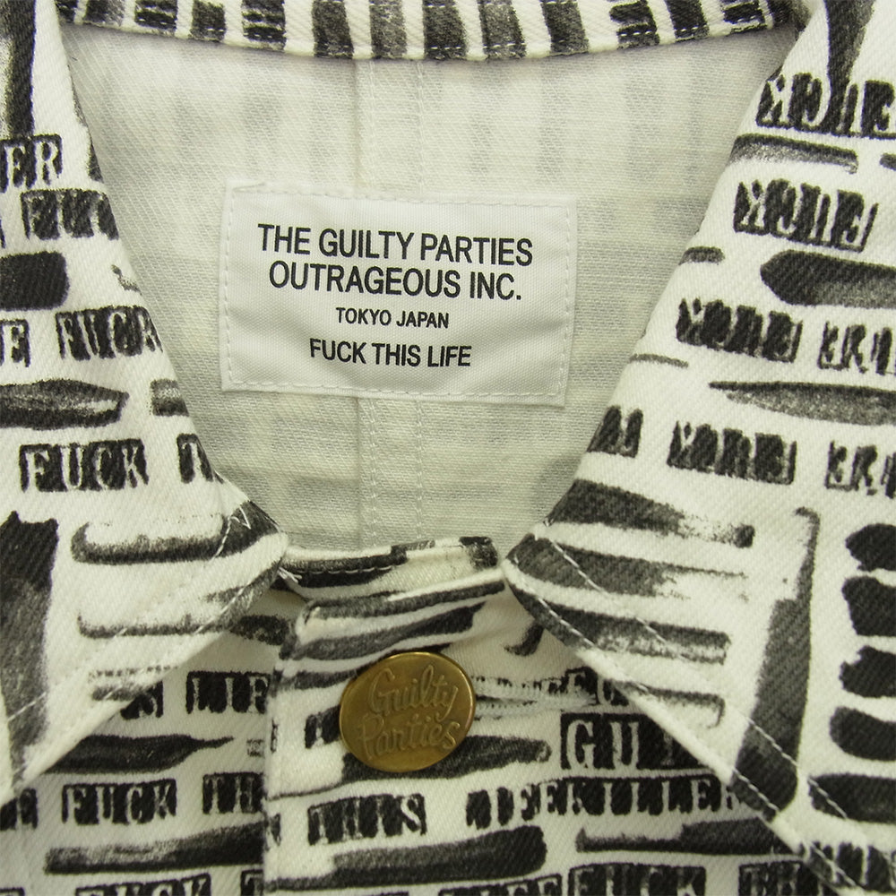 WACKO MARIA ワコマリア 13AW 13AW-COV-23 GUILTY PARTIES JFKC JOINT柄 カバーオールジャケット ホワイト系 S【美品】【中古】