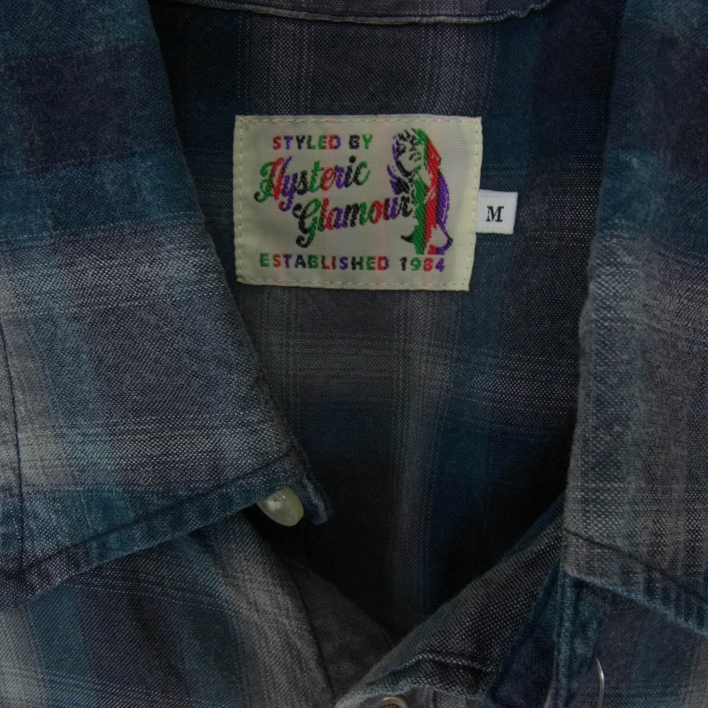 HYSTERIC GLAMOUR ヒステリックグラマー 02191AH08 ウエスタン チェック 長袖 シャツ ブルー系 M【中古】