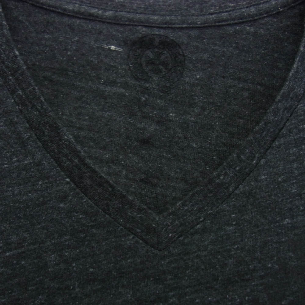 CHROME HEARTS クロムハーツ（原本無） 国内正規品 OLD オールド Vネック 半袖 Tシャツ カットソー ダークグレー系 M【中古】