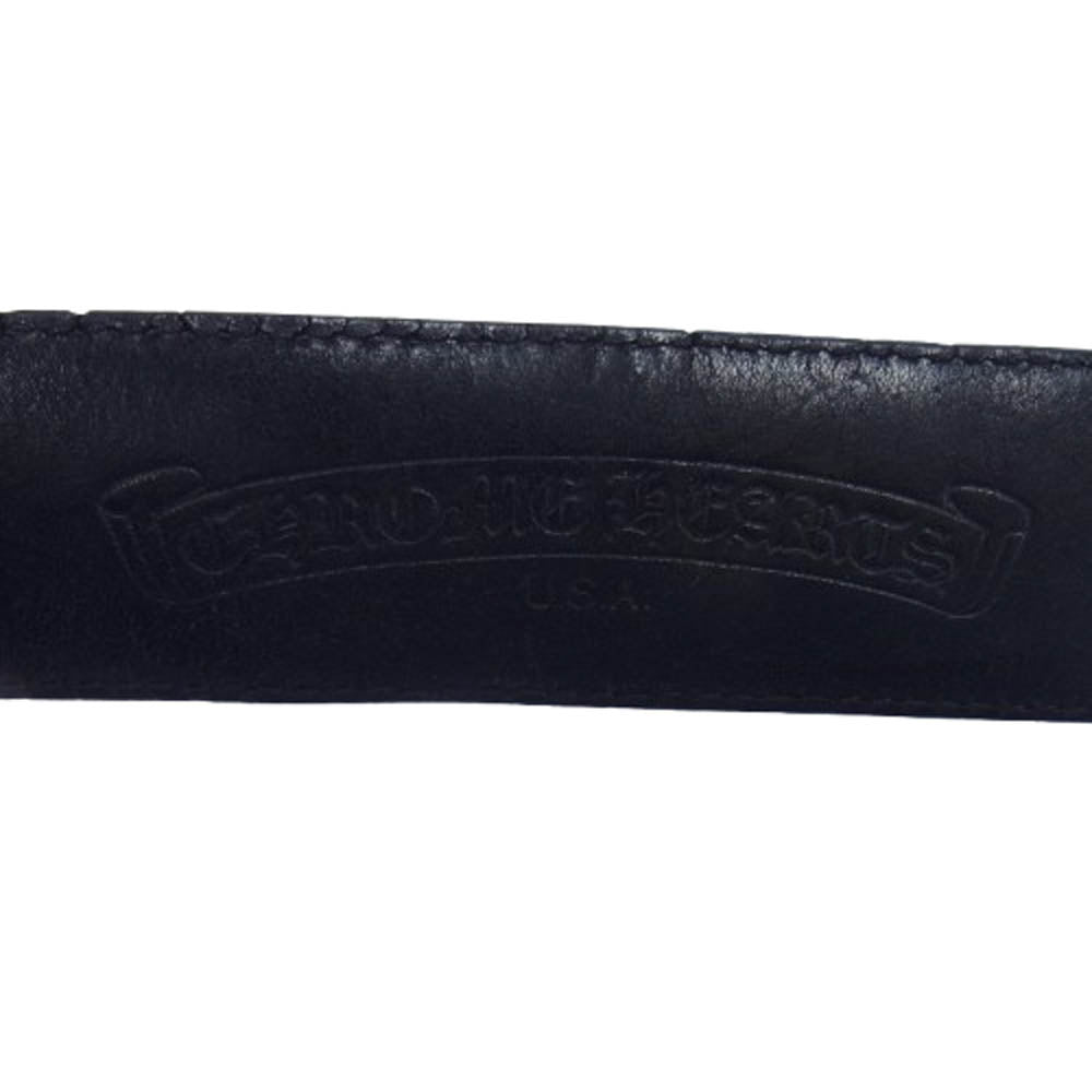 CHROME HEARTS クロムハーツ（原本無） 3PC ROLLER 1.5 3PC ローラー バックル レザー ベルト 30inch ブラック系 30【中古】