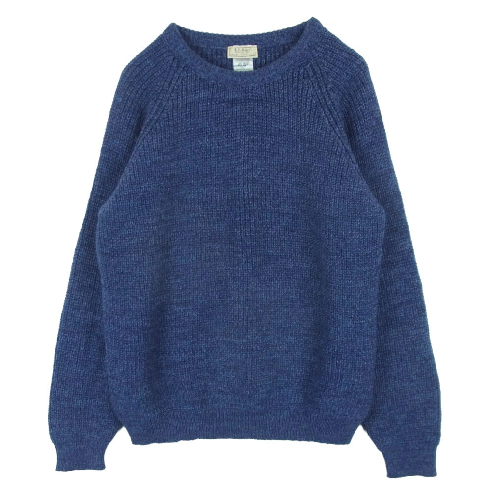 L.L.Bean エルエルビーン 90s ヴィンテージ 英国製 ブリティッシュウール100％ クルーネック ニット セーター ブルー系 38 / 40【中古】