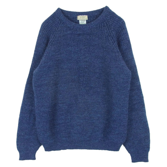 L.L.Bean エルエルビーン 90s ヴィンテージ 英国製 ブリティッシュウール100％ クルーネック ニット セーター ブルー系 38 / 40【中古】