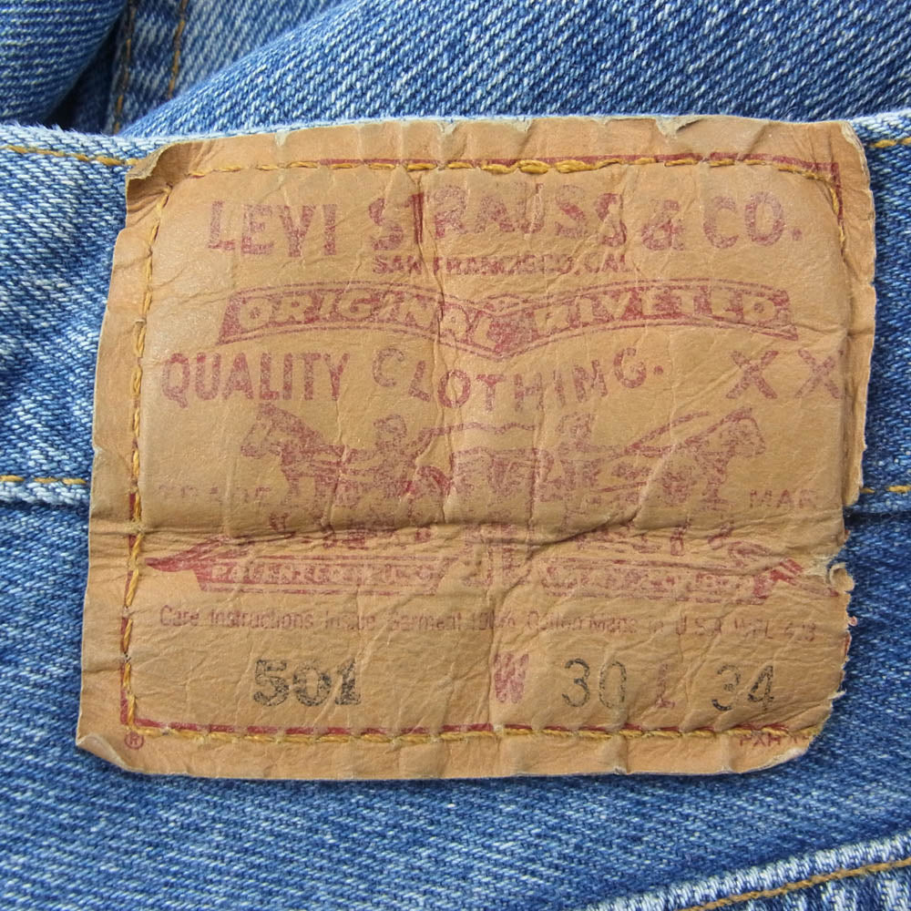 Levi's リーバイス 501 USA製 スモールe ボタン裏520刻印 カットオフ デニムパンツ ジーンズ インディゴブルー系 W30L34【中古】