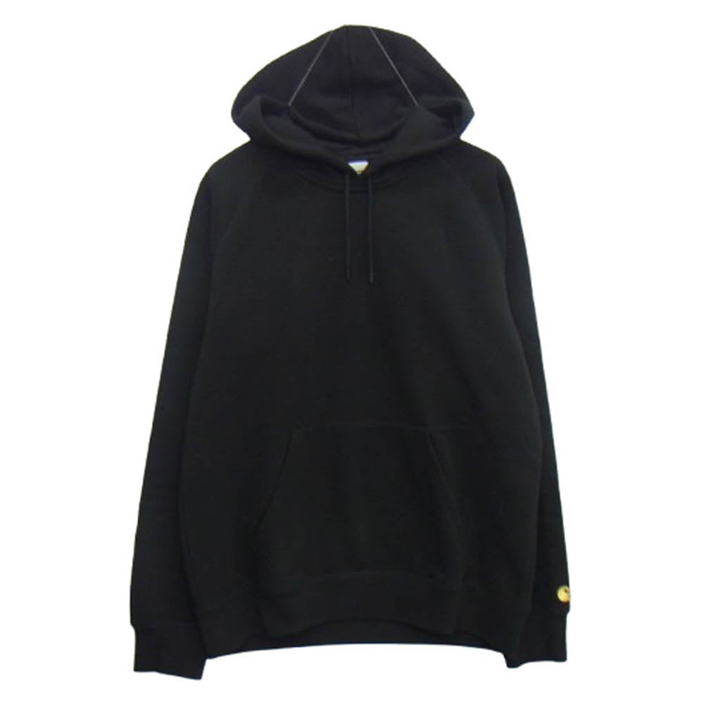 Carhartt カーハート 袖金刺繍 ラグラン 無地 プルオーバー パーカー ブラック系 L【中古】