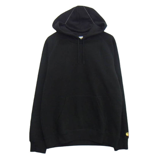 Carhartt カーハート 袖金刺繍 ラグラン 無地 プルオーバー パーカー ブラック系 L【中古】