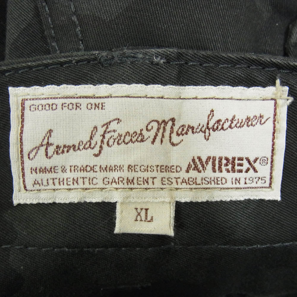 AVIREX アヴィレックス 6196128 ZIP POCKET CARGO PANTS カモフラ 迷彩 ジップポケット カーゴパンツ ブラック系 XL【中古】