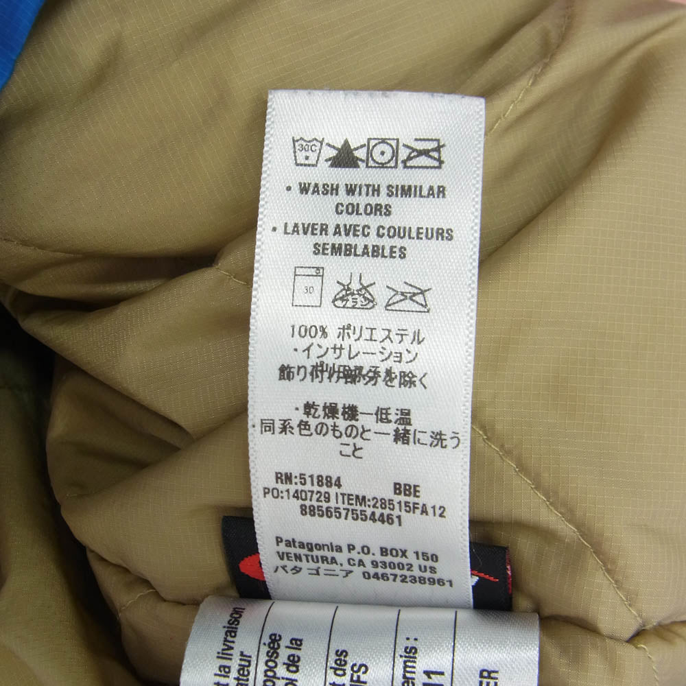 patagonia パタゴニア 12AW 28515 12年製 Stoss Hoody プリマロフト 中綿 フーディー ジャケット ブルー系 M【中古】