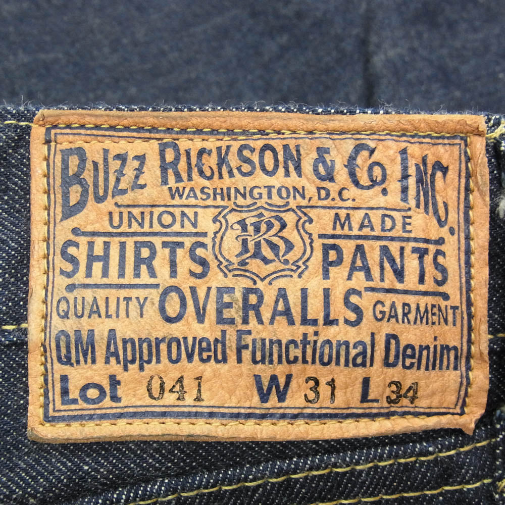 Buzz Rickson's バズリクソンズ BR43041 Lot.041 WORLD WAR II WAIST OVERALLS デニムパンツ インディゴブルー系 31【極上美品】【中古】