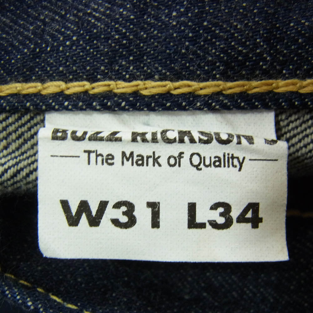 Buzz Rickson's バズリクソンズ BR43041 Lot.041 WORLD WAR II WAIST OVERALLS デニムパンツ インディゴブルー系 31【極上美品】【中古】