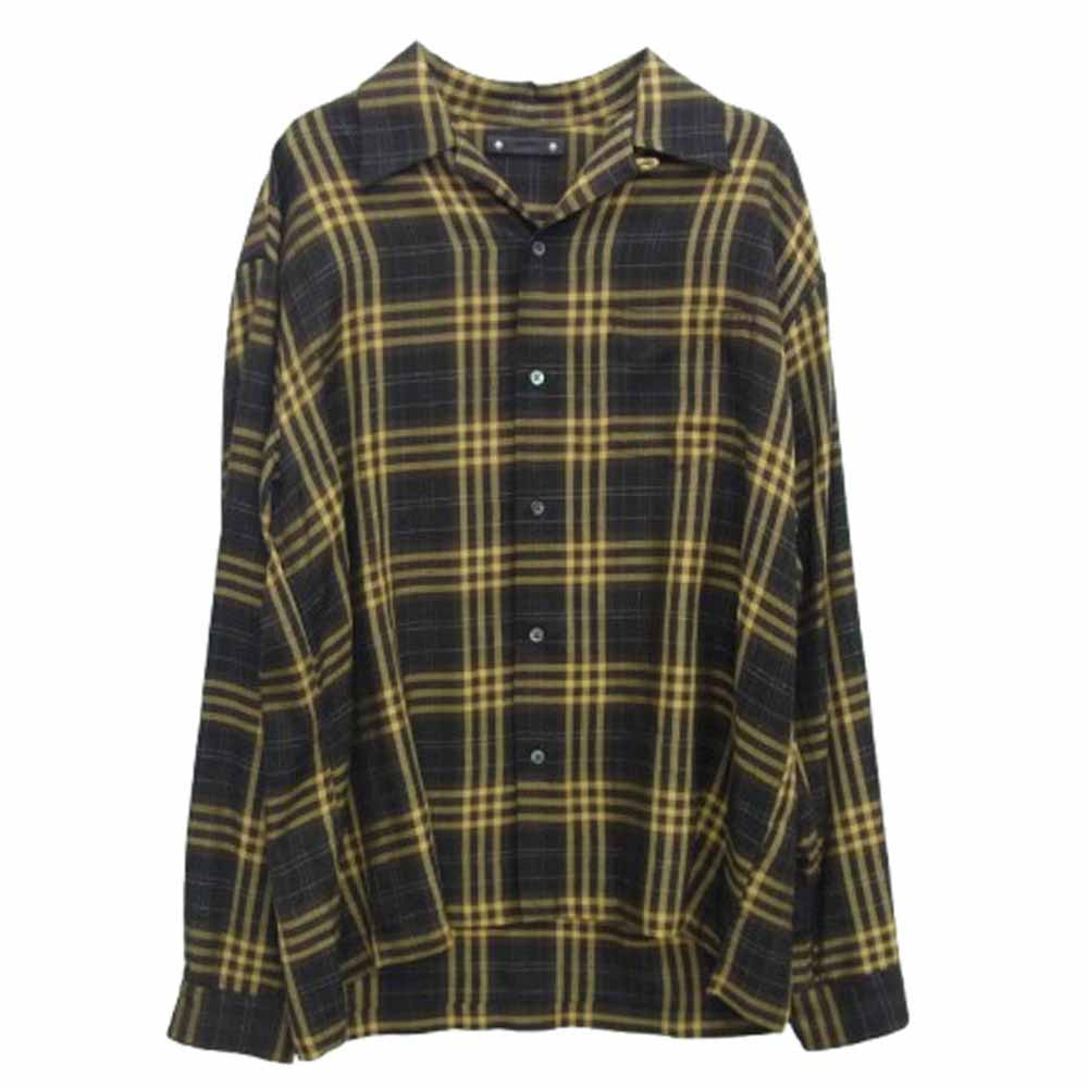 MINEDENIM マインデニム 23AW 2309-5003-67-032 Wool Check Open Collar SH レーヨン オープンカラー チェック シャツ ブラウン系 イエロー系 3【中古】