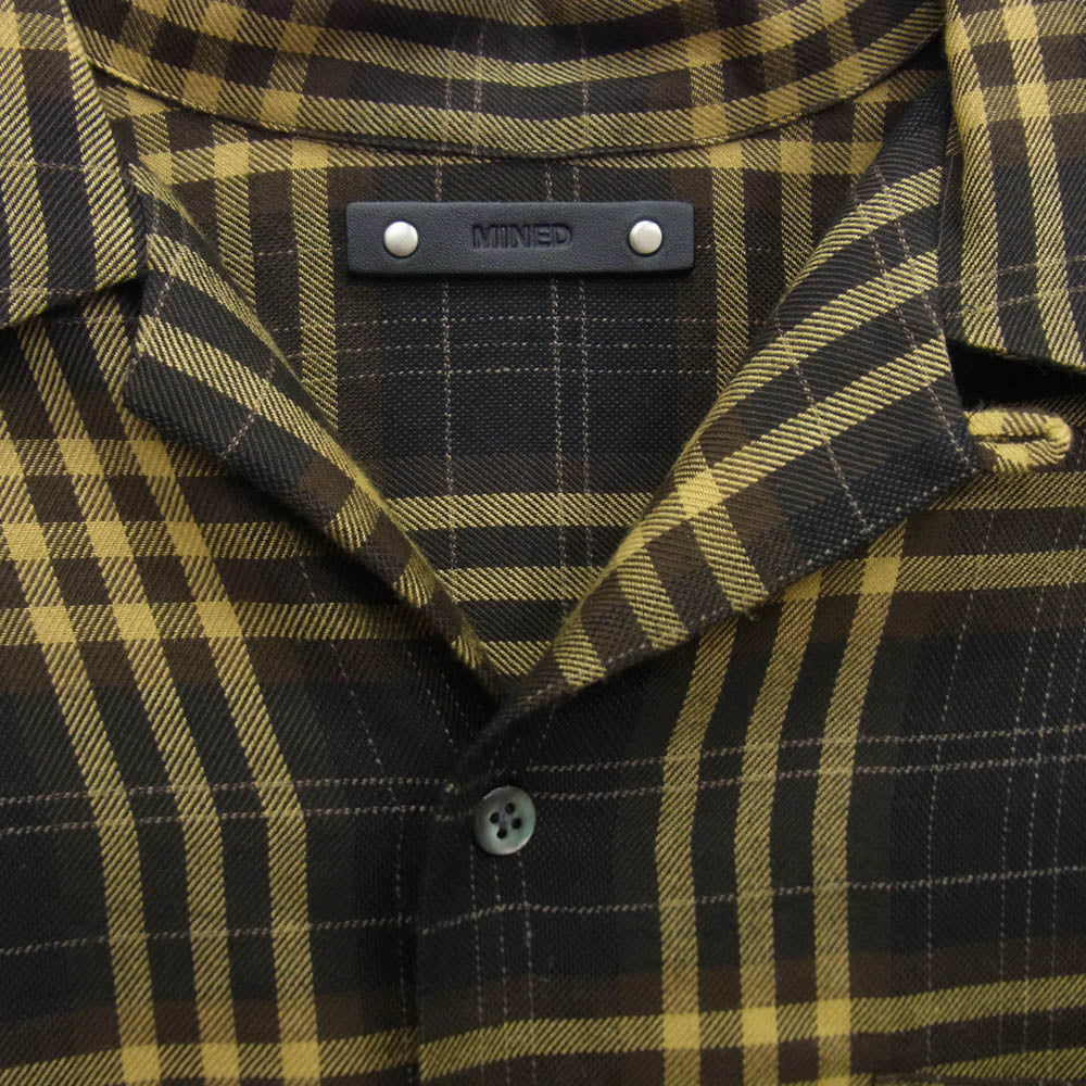 MINEDENIM マインデニム 23AW 2309-5003-67-032 Wool Check Open Collar SH レーヨン オープンカラー チェック シャツ ブラウン系 イエロー系 3【中古】