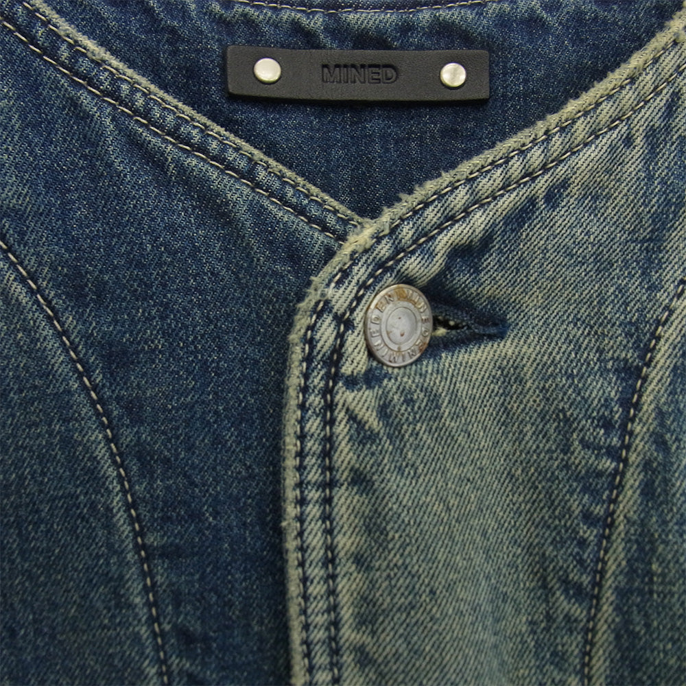 MINEDENIM マインデニム 2310-90003-85-032 Blanket Lining Nocollar Coverall ノーカラー カバーオール デニム ジャケット インディゴブルー系 3【中古】