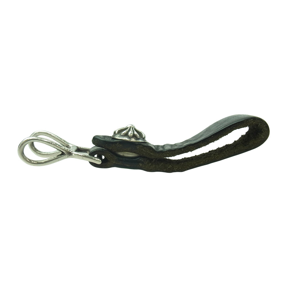 CHROME HEARTS クロムハーツ（原本無） BELT LOOP クロスボールボタン レザー ベルトループ ブラック系【中古】
