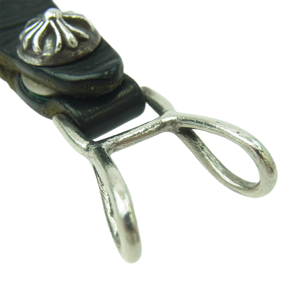 CHROME HEARTS クロムハーツ（原本無） BELT LOOP クロスボールボタン レザー ベルトループ ブラック系【中古】