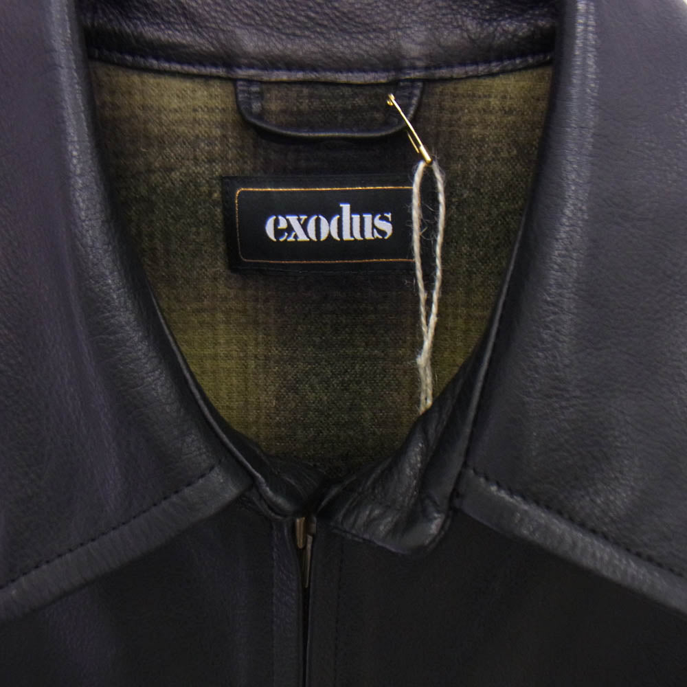 エクソダス 23FW-JKT-01 leather sports jacket レザー スポーツ ジャケット ブラック系 L【極上美品】【中古】