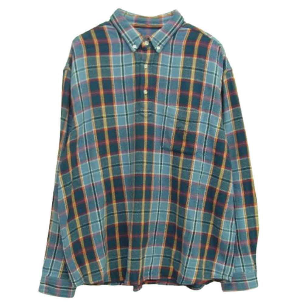 Supreme シュプリーム 23SS Pullover Plaid Flannel Shirt プルオーバー プレイド フランネル シャツ ライトブルー系 L【美品】【中古】