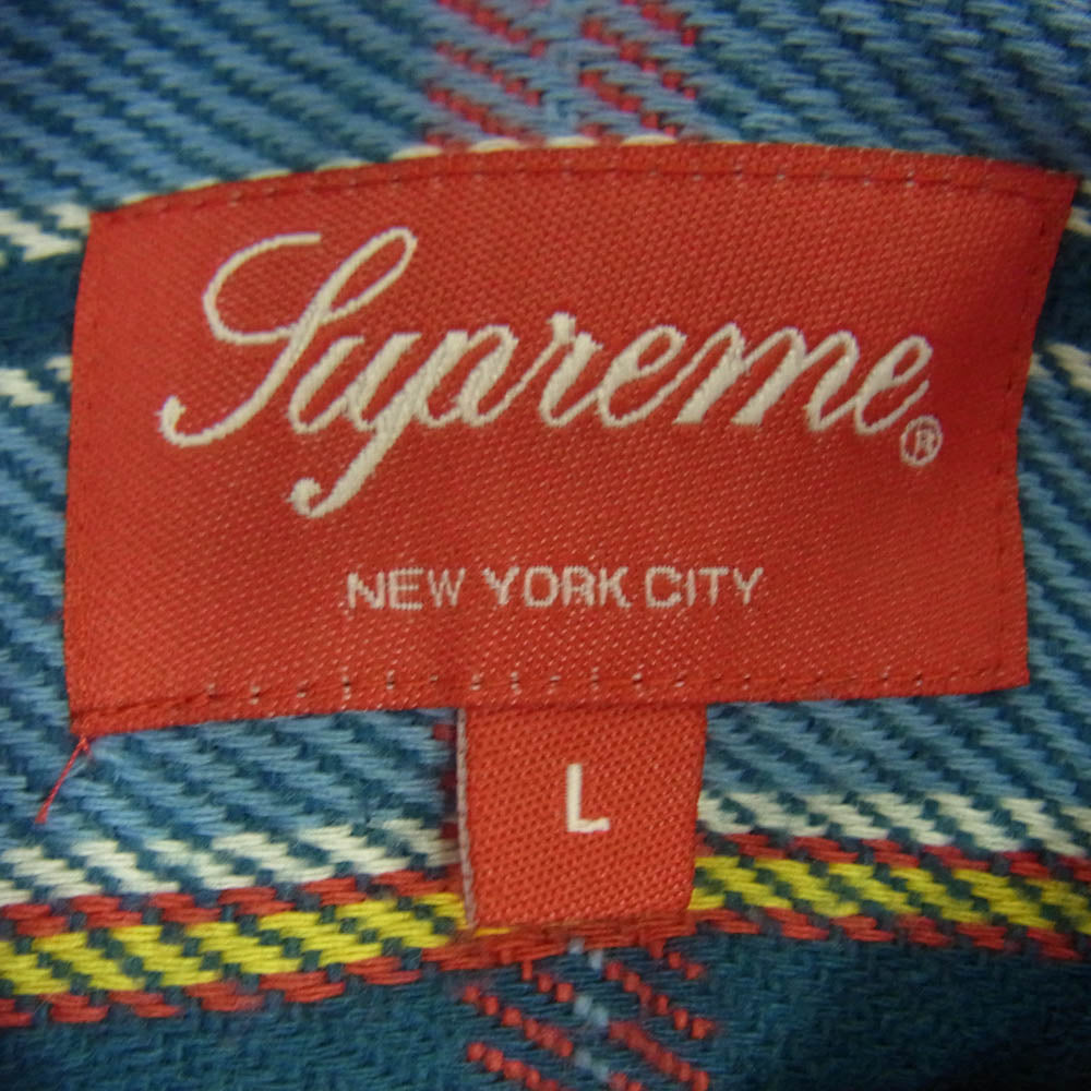 Supreme シュプリーム 23SS Pullover Plaid Flannel Shirt プルオーバー プレイド フランネル シャツ ライトブルー系 L【美品】【中古】