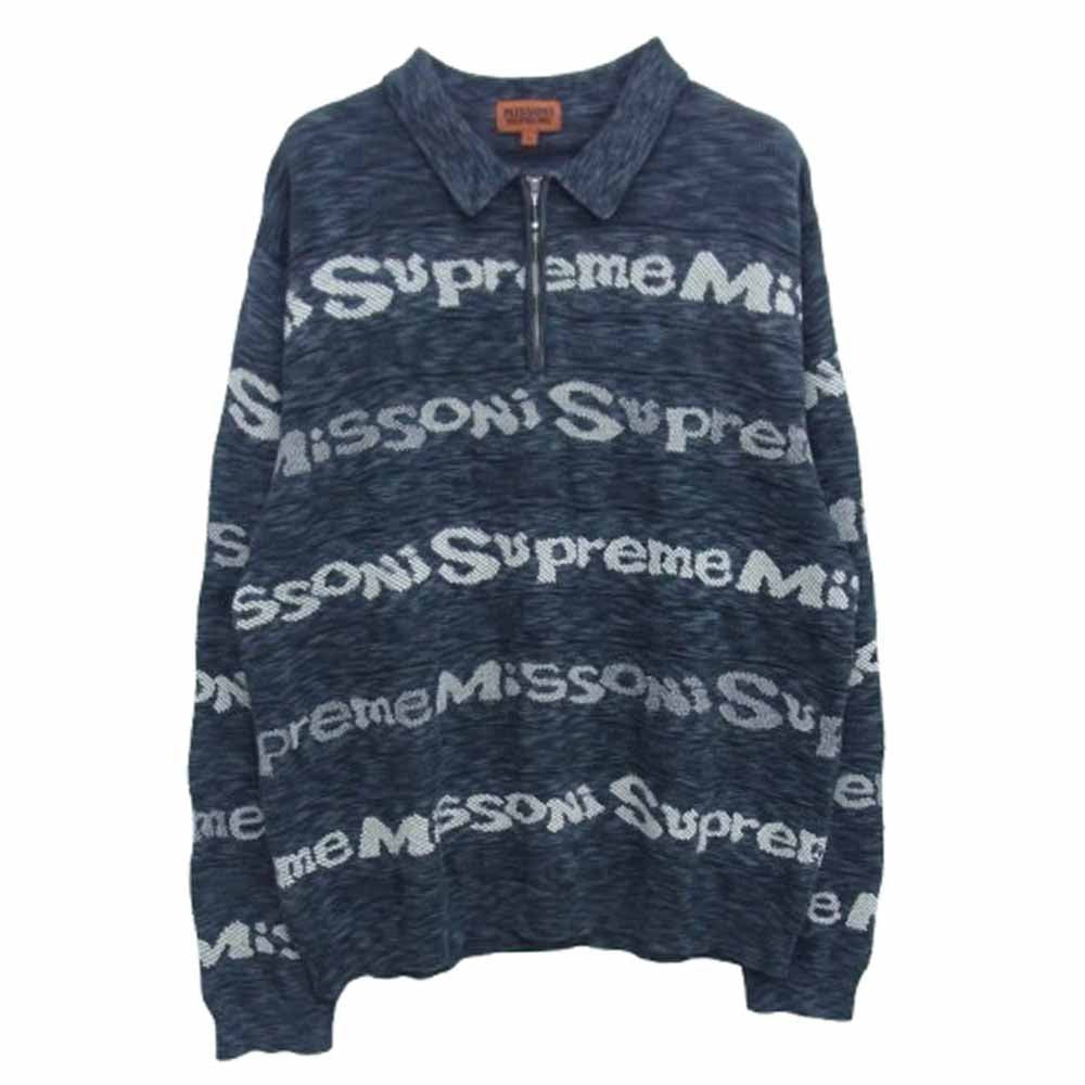 Supreme シュプリーム 21AW Missoni Zip L/S Polo ミッソーニ ジップ 長袖 ポロシャツ ブラック系 L【美品】【中古】