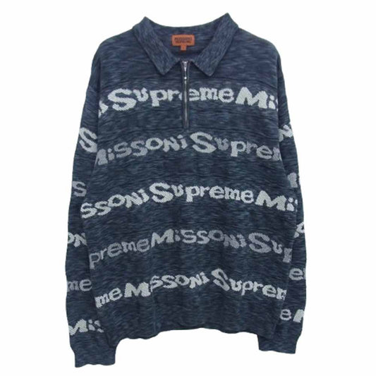 Supreme シュプリーム 21AW Missoni Zip L/S Polo ミッソーニ ジップ 長袖 ポロシャツ ブラック系 L【美品】【中古】