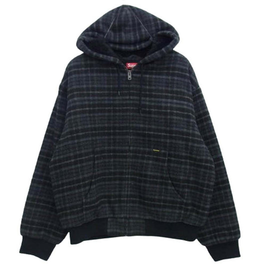 Supreme シュプリーム 23AW Plaid Wool Hooded Work Jacket プラッド ウール フーディー ワーク ジャケット グレー系 L【美品】【中古】