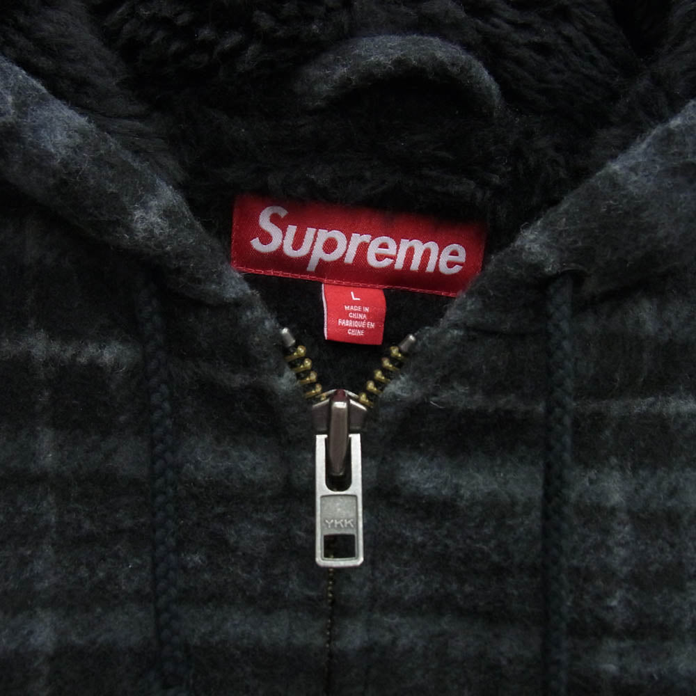 Supreme シュプリーム 23AW Plaid Wool Hooded Work Jacket プラッド ウール フーディー ワーク ジャケット グレー系 L【美品】【中古】