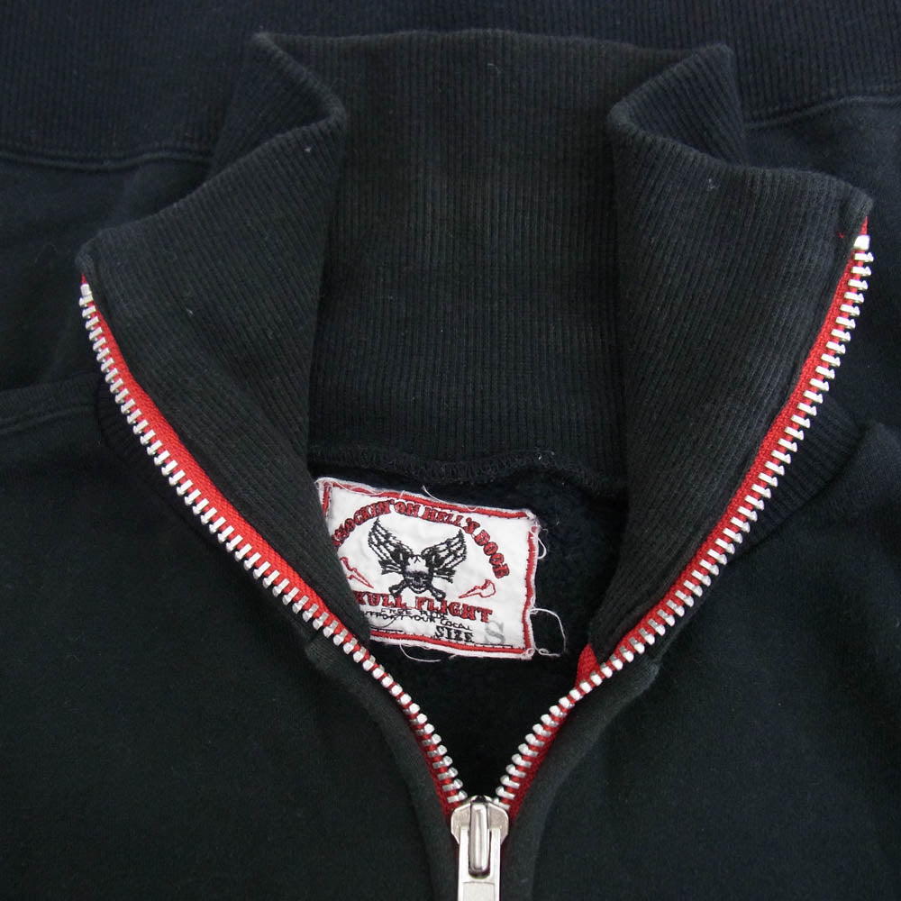 SKULL FLIGHT スカルフライト 00s ROCK IS LIFE Riders Zip Sweat サイドレースアップ ライダース ジップ スウェット ブラック系 S【中古】