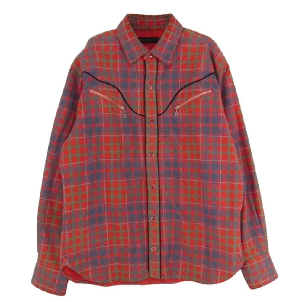 UNDERCOVER アンダーカバー M290 UNDERCOVER ISM DAVF期 ウェスタン チェック 長袖 シャツ レッド系 M【中古】