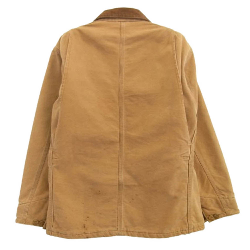 Carhartt カーハート 90s USA製 襟コーデュロイ ダック生地 裏地ブランケット ライナー付 ミシガン チョアコート カバーオール ワークジャケット ブラウン系 サイズ表記無【中古】