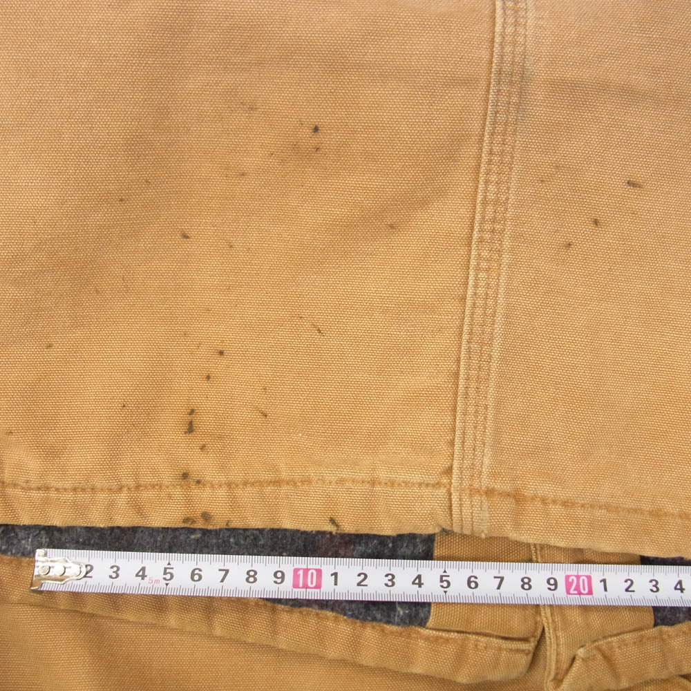 Carhartt カーハート 90s USA製 襟コーデュロイ ダック生地 裏地ブランケット ライナー付 ミシガン チョアコート カバーオール ワークジャケット ブラウン系 サイズ表記無【中古】