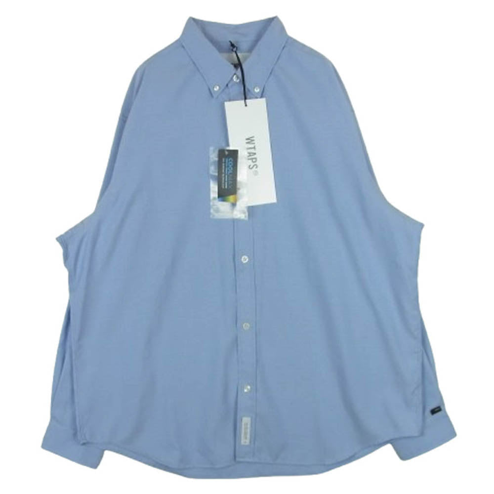 WTAPS ダブルタップス 24SS 241TQDT-SHM02 BD 02 LS POLY. OXFORD. COOLMAX オックスフォード ボタンダウン クールマックス 長袖 シャツ ブルー系 04【美品】【中古】